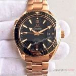 Swiss Replica Omega Seamaster Planet Ocean 44mm 8500 Rose Gold Watch Black Dial